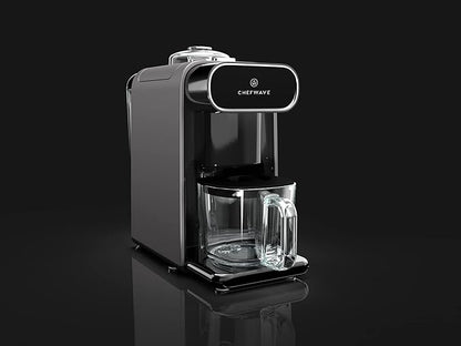 ChefWave Milkmade Non-Dairy Milk Maker – 6-in-1 Plant-Based Milk Machine for Almond, Oat, Soy, Cashew, Coconut & Macadamia – No Soaking, Auto-Clean, Delay Start, Glass Pitcher – Silver/Black