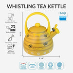 Load image into Gallery viewer, Whistling Tea Kettle for Stove Top Enamel on Steel Teakettle, Supreme Housewares Bee Hive Design Teapot Water Kettle Cute Kitchen Accessories Teteras (2.4 Quart, Bee Hive)