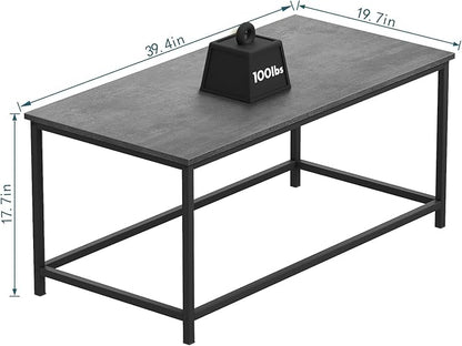 SAYGOER Small Coffee Table Modern Coffee Tables Open Design Rectangular Minimalist Center Table for Living Room Home Office, Easy Assembly, 39.37x19.69 x17.72, Gray Black