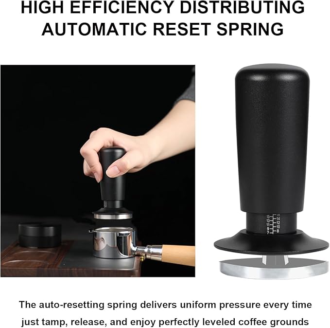 TFSWUFI 53mm Espresso Tamper,Spring Loaded Tamper with Stainless Steel Ripple Base,Compatible with 53mm Portafilter,Coffee Tamper for Coffees Enthusiast and Home Barista