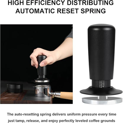 TFSWUFI 53mm Espresso Tamper,Spring Loaded Tamper with Stainless Steel Ripple Base,Compatible with 53mm Portafilter,Coffee Tamper for Coffees Enthusiast and Home Barista