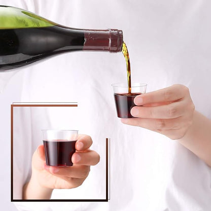 JOLLY CHEF 100 Pack Small Plastic Shot Glasses 1 oz Disposable Cups 1 Ounce Tasting Cups Ideal for Whiskey, Wine Tasting, Food Samples