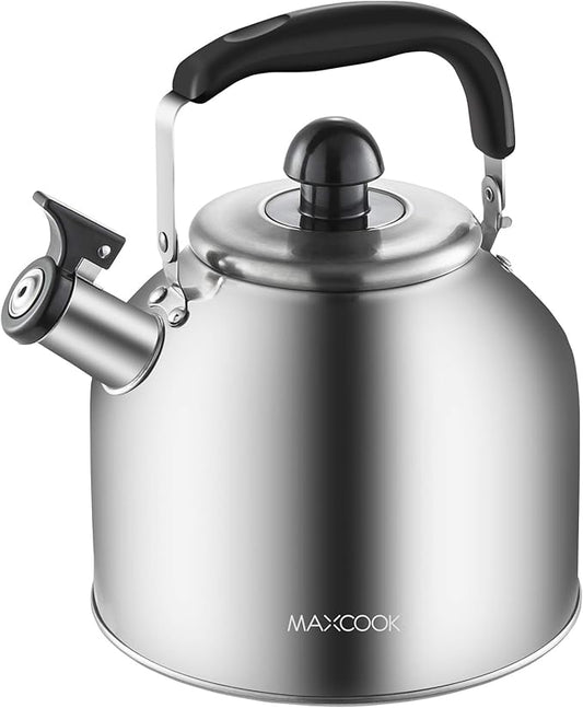 4.2 Quart/4L Stainless Steel Whistling Tea Kettle,Brushed Satin, Suitable to Boiling Water & Tea on Induction Stove, Gas Stove Top
