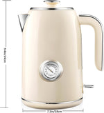 Load image into Gallery viewer, PUKOMC Electric Kettle, 1.7L Stainless Steel Tea Kettle with Temperature Gauge, 1500W Water Boiler with LED Light, BPA-Free, Auto Shut-Off and Boil-Dry Protection (Beige) Visit the Pukomc Store