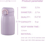 Load image into Gallery viewer, 9 oz Mini Water Bottle Small Stainless Steel Thermos - Insulated Vacuum, Leak Proof, Keeps Drinks Hot/Cold - Ideal for Coffee, beverage, Water - Purple