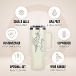 Load image into Gallery viewer, Personalized Tumbler with Pictures Text Name, Custom Double Wall Insulated Tumbler, 20oz Coffee Tumbler with lid and straw, Personalized Birthday Gifts for Women Men Friend Christmas (40oz Birthday)