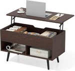 Load image into Gallery viewer, Tangkula Lift Top Coffee Table, Modern Cocktail Table with Hidden Compartment &amp; 2 Open Shelves, Flip Top Center Table, Wooden Pull up Coffee Table for Living Room, Reception Room, Office (Brown)