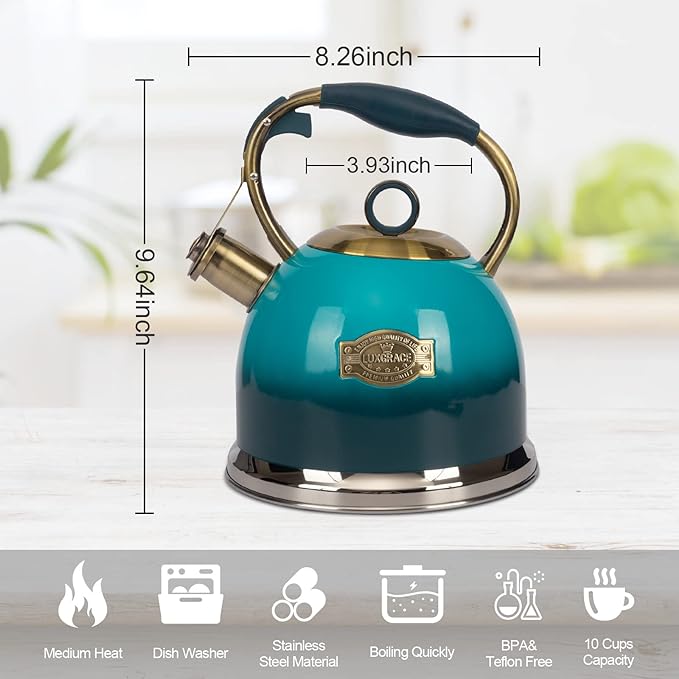 Tea Kettle -3.0 Quart Tea Kettles Stovetop Whistling Teapot Stainless Steel Tea Pots for Stove Top Whistle Tea Pot