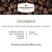 Fresh Roasted Coffee, Organic Colombian | USDA Organic, 100% Single Origin, Kosher | Medium Roast 12 oz Whole Bean