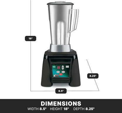 Waring Commercial MX1100XTS 3.5 HP Blender with Electronic Keypad, 30 Second Countdown Timer, Pulse Feature and a 64 oz Stainless Steel Container, 12-V, 5-15 Phase Plug