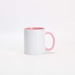 Load image into Gallery viewer, 11oz White Ceramic Sublimation Coffee Mug With Solid Colors Inside and Handle， Mixed 6 Colors of Black, Red, Blue, Yellow, Green and Pink, Case of 6