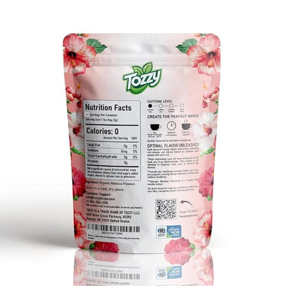 Tozzy Organic Hibiscus Tea - 30 Count | Pyramid Tea Bags (Plant-Based & Eco-conscious) | Pure Ingredients