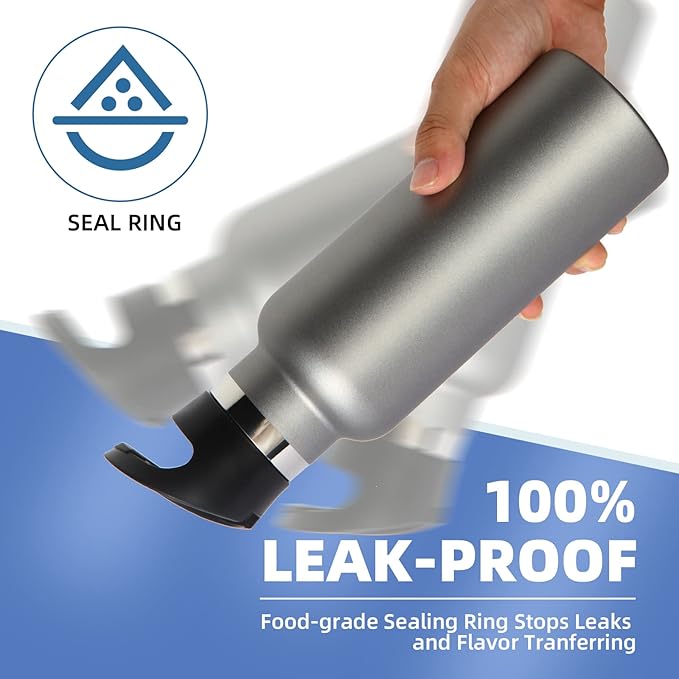 Volhoply 17oz Insulated Water Bottle Bulk 8 Pack,Stainless Steel Kids Water Bottles with Straw Lid,Double Wall Vacuum Metal Water Flask,Reusable Sports School Cups Keep Hot & Cold (Cold Grey,8 Set)