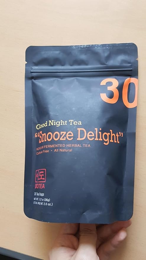 IDO TEA Snooze Delight Good Night Tea | Organic Herbal Bedtime & Calming Caffeine Free Tea with Jeju Dwarf Bamboo & Red Polygoni Root (30 Tea Bags)
