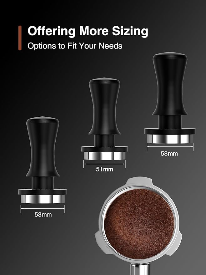 Espresso Tamper, Barista 58mm Coffee Tamper,Spring-loaded,Stainless Steel,Flat Base