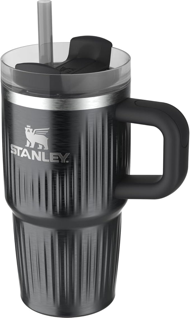 STANLEY Quencher H2.0 Tumbler with Handle and Straw 20 oz | Flowstate 3-Position Lid | Cup Holder Compatible for Travel | Insulated Stainless Steel Cup | BPA-Free | Fluted Black