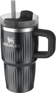 STANLEY Quencher H2.0 Tumbler with Handle and Straw 20 oz | Flowstate 3-Position Lid | Cup Holder Compatible for Travel | Insulated Stainless Steel Cup | BPA-Free | Fluted Black