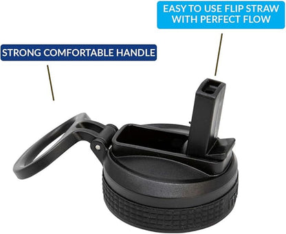 MIRA 32 oz Insulated Water Bottle - Stainless Steel Sports Flask with 2 Lids (Straw & Handle) - Cold Drink Thermo - Blue