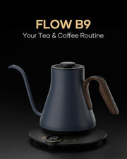 Cocinare FLOW B9 Gooseneck Electric Kettle, Precise Temperature Control for Pour-Over Coffee & Tea Brewing, Stainless Steel Interior, Rapid Heating for Boiling Water 1500W/0.9L (Picasso Blue)