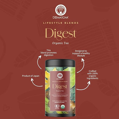DoMatcha Digest Blend - Green Mix, 2.82 oz - Digest Health Blend with Mulberry, Jerusalem Artichoke & Organic Matcha for Vitality & Focus - Soothing Tea Experience - Product of Japan