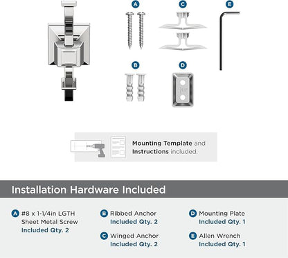 Amerock BH3602026 | Chrome Single Robe Hook | 4-1/4 in. (108 mm) Length Towel Holder | Mulholland | Towel Hook for Bathroom | Bathroom Hardware | Bath Accessories