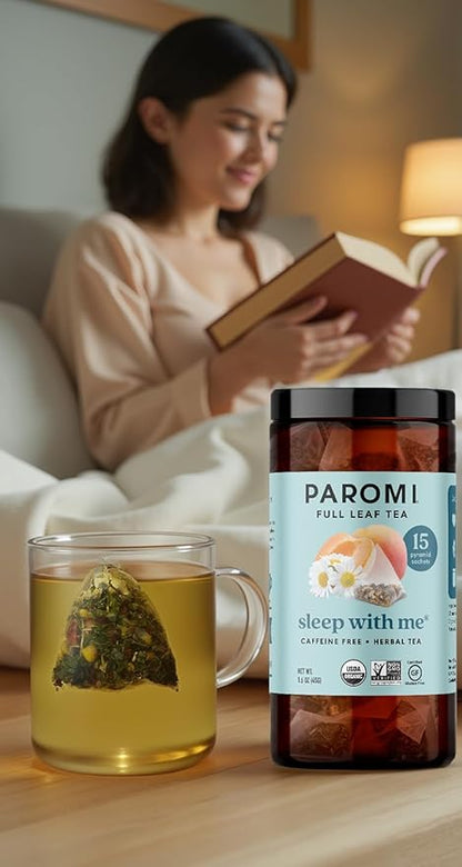 Paromi Sleep with Me Organic Herbal Tea, Signature Jar, 15 Count