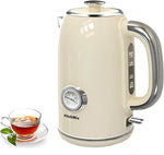 Load image into Gallery viewer, Electric Stainless Steel Tea Kettles1500W-1.7L-with Thermometer, Auto Shut-Off &amp; Boil-Dry, Cool Touch Handle, BPA Free Kettle &amp; Hot Water Kettle (Beige)