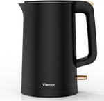 Load image into Gallery viewer, Electric Kettle, 1.7L Double Wall Stainless Steel Cool Touch, Water Boiler &amp; Heater, 1500W Hot Tea Pot, Boil Dry Protection &amp; Auto Shut-Off, Cordless Base &amp; LED Indicator, Black Gold