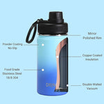 Load image into Gallery viewer, DRINCO Stainless Steel Water Bottle Spout Lid Vacuum Insulated Double Wall Water Bottle Wide Mouth (40oz 32oz 22oz 18oz 14oz) Leak Proof Keeps Cold or Hot (14 oz, 14oz Morning Sky Blue)