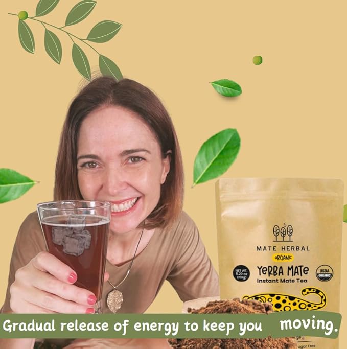 Instant Yerba Mate Tea Powder 5.30 oz (150 g) – Organic Certified USDA – Natural Caffeine – Sugar-Free - Herbal Supplement – 100 Servings per Pack (1-PACK)