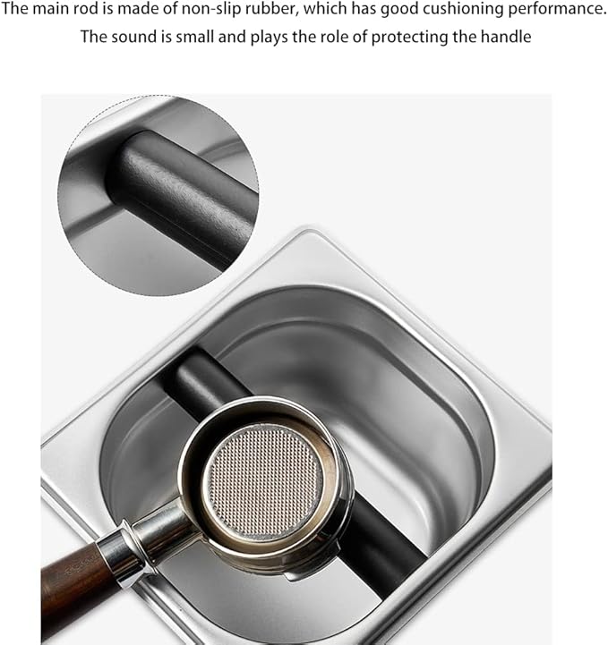 Coffee Knock Box, Stainless Steel Dump Bin Espresso Knock Box for Coffee Grounds with Removable Non-Slip Base Shock-Absorbent for Knocking Portafilter Filter Grinds (S)