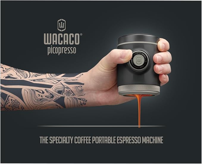 WACACO Picopresso Portable Espresso Maker Bundled with Protective Case, Pro-level Specialty Coffee Machine, Compatible Ultra-fine Grind, Manually Operated Travel Coffee Maker