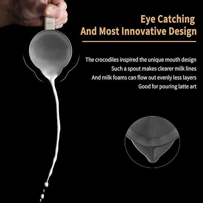 MHW-3BOMBER Latte Art Pitcher Stainless Steel Milk Frothing Pitcher Steamed Espresso Cup Barista Pitcher (Cream White, 16.9oz/500ml) P5020W-OS