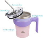 Load image into Gallery viewer, 10 oz Tumbler with Handle and 2 Straw 2 Lid, Insulated Water Bottle Stainless Steel Vacuum Cup Reusable Travel Mug,Pastel Sunset