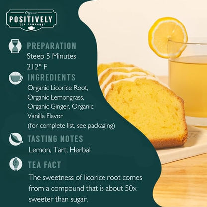 Organic Positively Tea Company, Lemon Pound Cake, Herbal Tea, Loose Leaf, 4 Ounce