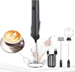 Load image into Gallery viewer, YARRAMATE Electric Milk Frother Wand with Stainless Steel Whisk and Stand, Fast Rechargeable Coffee Mixer with 3 Speeds, Handheld Drink Stirrer, Whisk Foam Maker for Lattes, Cappuccino, Matcha (Black)