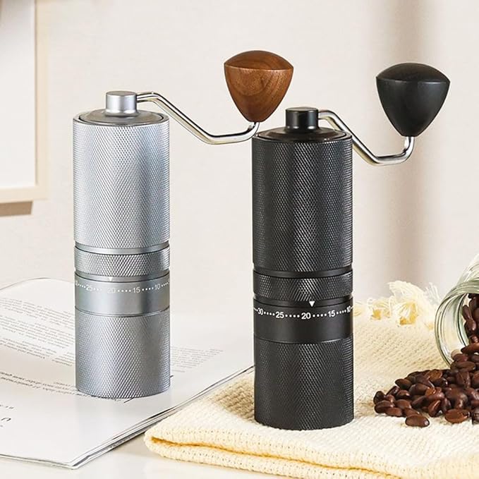 Manual Portable Coffee Grinder with 7 Star Conical Burr, 60 Clicks External Adjustment Full-Metal Coffee Grinder for Coffee Bean Grinder for Espresso, French Press, Travel, Camping, Home & Office Use