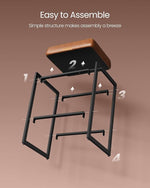 Load image into Gallery viewer, VASAGLE EKHO Collection - Bar Stools Set of 2, Counter Height Bar Stools, Synthetic Leather with Stitching, Mid-Century Modern Counter Stools, 26-Inch Tall, Kichen Home Bar Dining Room, Caramel Brown