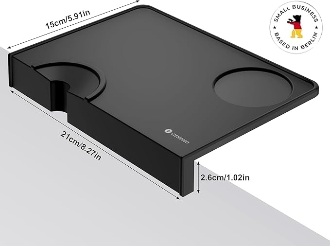 NEW: VIENESSO Tamping Mat for Espresso Machine - Non-slip Tamper Station for the countertop - Barista Accessories with notch for the Portafilter - Table edge protection + E-Book