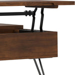 Load image into Gallery viewer, SIMPLIHOME Hunter Lift Top Coffee Table - 32 inch Wide Solid Walnut Veneer and Metal Industrial Square Cocktail Table, Living Room Table with Dual Lift Tops, Hidden Storage and Hairpin Legs