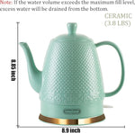 Load image into Gallery viewer, 1.2-Liters Ceramic Electric Kettle Pot, 1000W Fast Boil Water For Coffee &amp; Tea, Automatic Shut-Off, Boil Dry Protection, Retro Gooseneck Teapot BPA Free Boiler