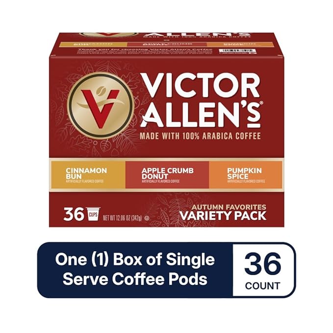 Victor Allen's Coffee Autumn Favorites Variety Pack, Medium Roast, 36 Count, Single Serve Coffee Pods for Keurig K-Cup Brewers
