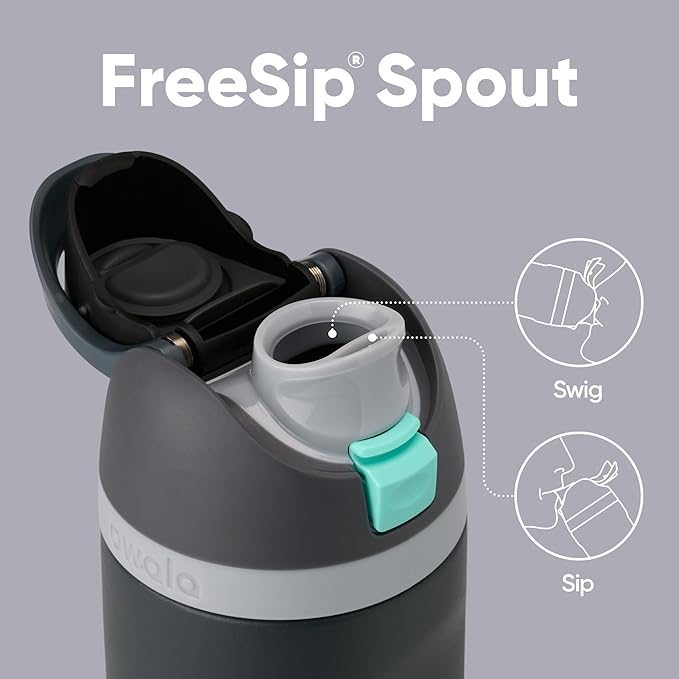 Owala FreeSip Insulated Stainless Steel Water Bottle with Straw for Sports and Travel, BPA-Free, 24oz, Foggy Tide