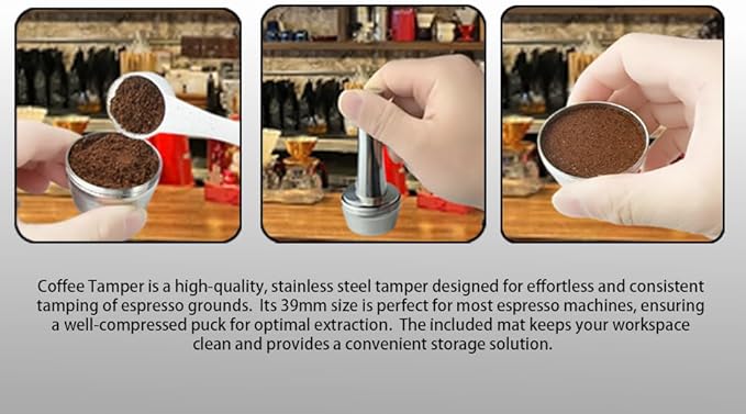 Coffee Tamper 39mm 40mm, Espresso Tamper 39mm 40mm, 39mm 40mm 304 Stainless Steel Espresso Coffee Tamper with Mat