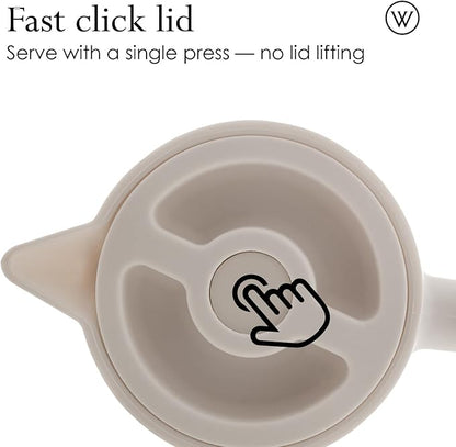 WOLFF - White Thermal Coffee Carafe – 34oz / 1L Insulated Carafe - Food-Safe Plastic Exterior and Glass Liner, Wood-Style Handle – Keeps Drinks Hot or Cold, Leakproof Coffee and Tea Dispenser