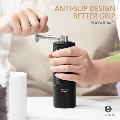 TIMEMORE Chestnut C3S PRO Manual Coffee Grinder - Compact with Foldable Handle, Adjustable Stainless Steel S2C Conical Burr for Espresso, French Press & More, Portable Coffee Grinder (Black)