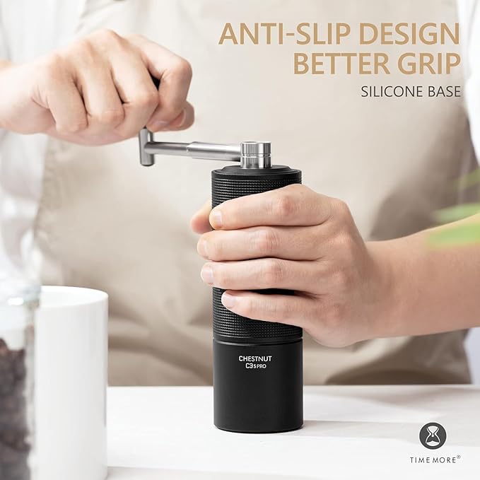 TIMEMORE Chestnut C3S PRO Manual Coffee Grinder - Compact with Foldable Handle, Adjustable Stainless Steel S2C Conical Burr for Espresso, French Press & More, Portable Coffee Grinder (Black)