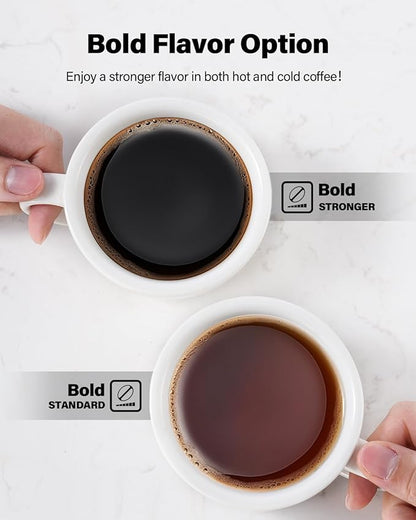 K Cup Coffee Maker With Bold Setting, Single Serve Hot & Iced Coffee Maker for K-Cup and Grounds, 52oz Removable Water Tank, 6 to14oz Brew Sizes, Pod Coffee Machine With Reusable Filter, Blue