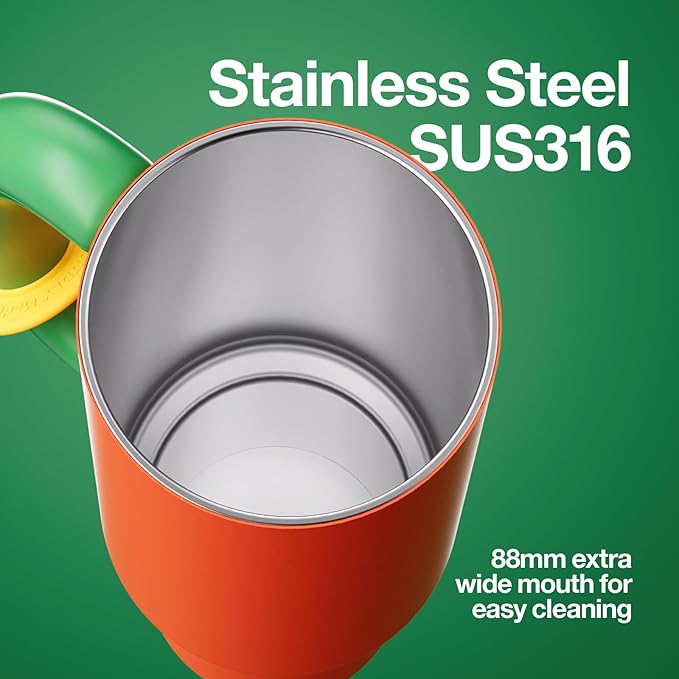 BaWang Insulated Stainless Steel Tumbler | Tumbler with Handle and Straw 33oz | Cup Holder Friendly for Travel | Leakproof Water Bottle | BPA-Free | 316 stainless steel liner| Red & Green