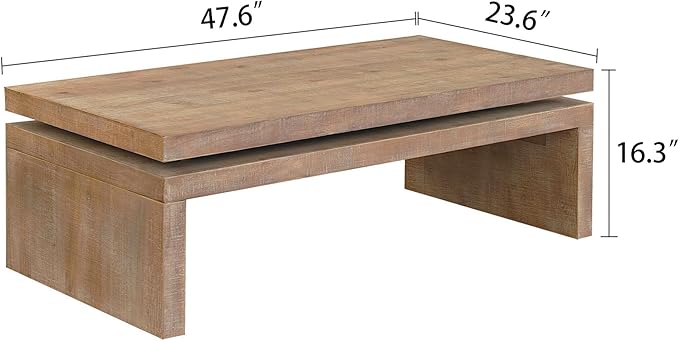 Rectangle Coffee Table for Living Room, Mid Century Modern Coffee Table, Solid Wood Center Table Accent Tea Table for Apartment